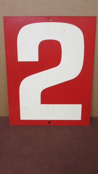 Vintage Red Two - Sided 2/4 Tin Metal Gas Station Price Number Sign S60