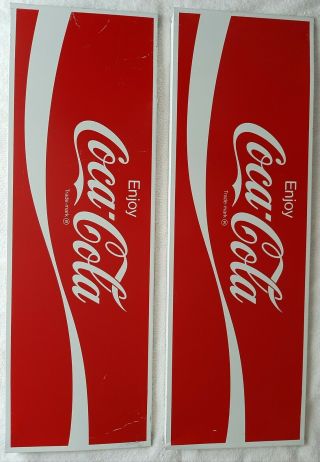2 Orignl Vintage Metal Coke Sign Coca Cola Machine Soda 10 X 30.  5 " Flange Edges