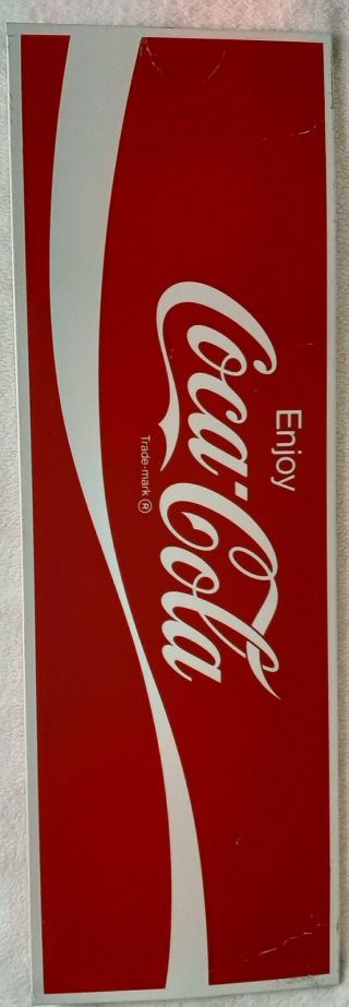2 Orignl Vintage Metal Coke Sign COCA COLA Machine Soda 10 x 30.  5 