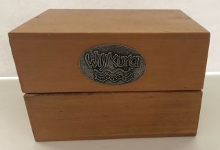 Wijikura Authentic Aboriginal Art Metal Label Hinged Wood Box 4.  5”h X 6.  5”w