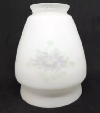 Vintage Frosted Glass Lamp Shade Reverse Painted Purple Green Flower