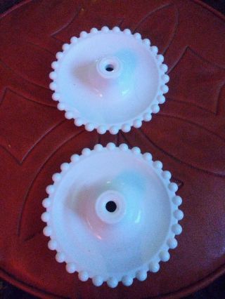 Vintage White Milk Glass Hobnail Table Lamp Bases X 2