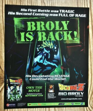 2006 Dragon Ball Z: Bio - Broly Movie Release Promo Vintage Anime Poster Ad Print