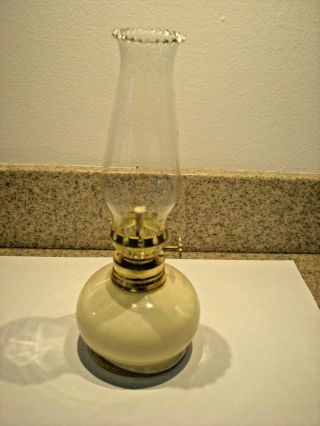 Oil Lamp Small Vintage Ivory Glass Made In Italy 8 " Tall Vgc