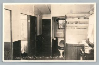 Toilet Cabin Interior Felton Grove Resort Santa Cruz County Rppc Photo 1930s