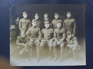 World War I Soldiers Group Photo Army Navy 8 1/4 X 6 3/4 Unusual