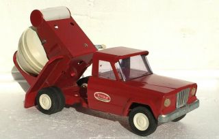 1960 ' s Rare Near Mini Tonka Red Metal Jeep Cement Mixer Truck 77 3