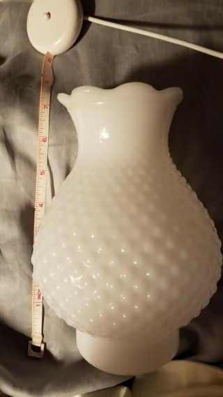 Vintage Milk Glass Hobnail Hurricane Oil Lamp Shade / Globe 7” Tall Replacement