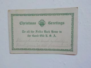 Wwi Christmas Card Aef Censor Stamp Bedford Michigan World War One Ww I Vtg Ww1