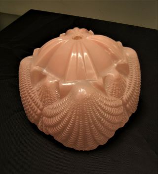Antique 1930 Art Deco Pink Shell Vanity Glass Boudoir Lamp Shade