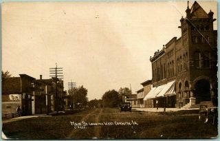 Corwith,  Iowa Rppc Real Photo Postcard " Main Street Looking West " W/ 1911 Cancel