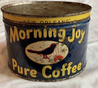 Antique Morning Joy 1lb Coffee Tin Can American Coffee Co Orleans