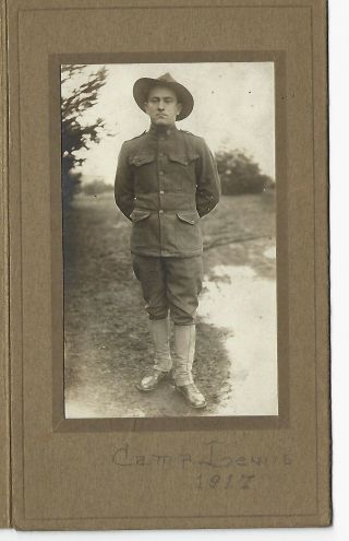 1917 Photo Of Soldier At Camp Lewis Wa.
