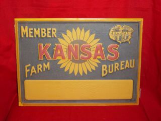 Vintage Kansas Member Farm Bureau Sign - 1950 