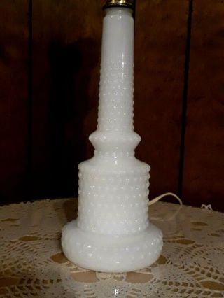 Vintage Milk Glass Hobnail Boudoir Vanity Table Lamp Approx 13 " Tall