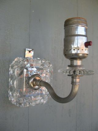 Vintage Faux Cut Glass Crystal Sconce Wall Lamp C.  1920s
