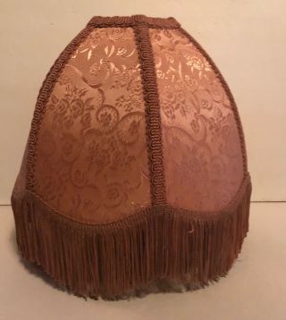 Vintage Victorian Lamp Shade Large 6 Panel Fringe Pink