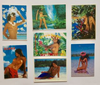 7ea Teva Sylvain Topless Girls Of The South Seas Postcards 70s & 80s Vg,  Large B