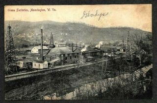 Mannington,  West Virginia,  Glass Factories,  1907 Postcard Dj