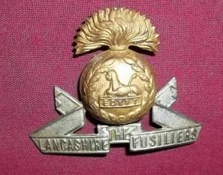 World War I British Army Military Cap Badge Lancashire Fusiliers Egypt 1914 - 18