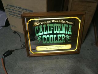Vintage California Cooler Wine Lighted Box Mirror Neo Neon Sign