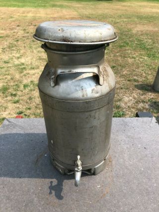 Vintage Stainless Steel Milk Can 5 Gallon With Lid