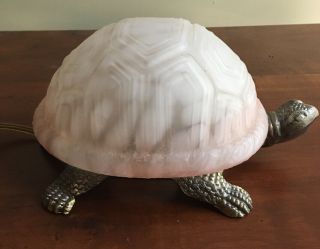 Turtle Shaped White Accent Table Lamp Night Light Turtles Tortoise W/ Metal Legs