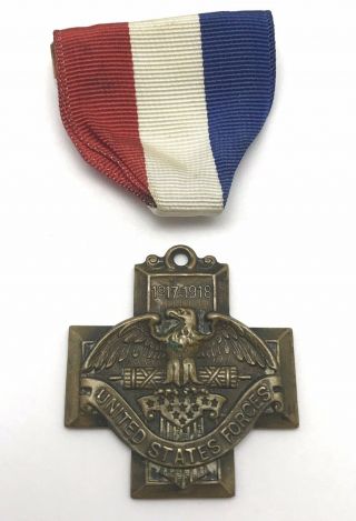 Wwi 1917 - 1918 Service Medal United States Forces Presented By Frostburg Maryland