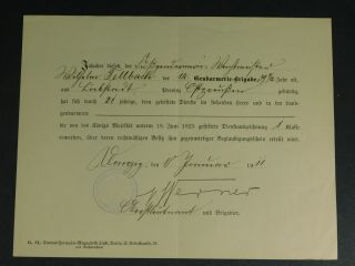 Ww1 German Document Award For Service Medal 1911 - - M548