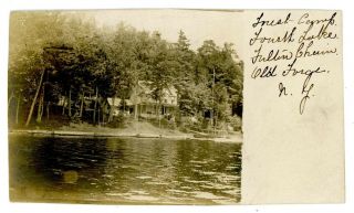 Old Forge Ny - Forest Camp On Fourth Lake - Rppc Postcard Adirondacks 4th
