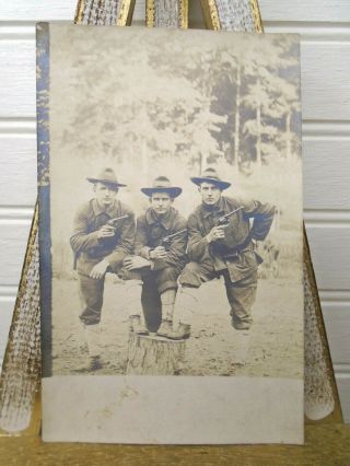 Vtg RPPC Pre WWI WW1 US Photo Postcard Posed Soldiers Guns 4th Field Artillery 2