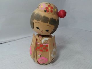 Japanese Wood Kokeshi Doll About 5 X 2.  25,  Signed