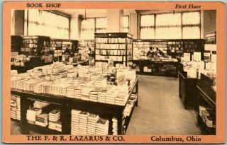 Vintage Columbus,  Ohio Advertising Postcard F&r Lazarus & Co Book Store Interior