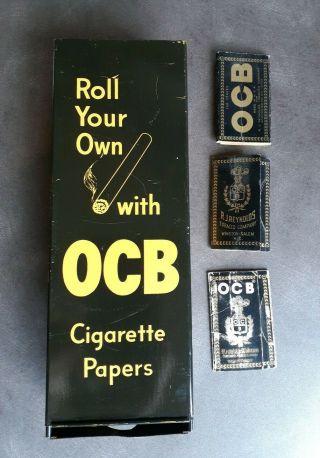 Vintage Tin Ocb Roll Your Own Cigarette Paper Dispenser With Blue Papers Reynold