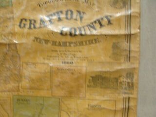 Vintage Roll Down School 1860 Wall Map Of Grafton County,  Nh