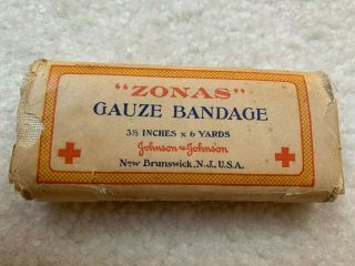 Wwi Red Cross J&j Gauze Bandage,  “zonas”,