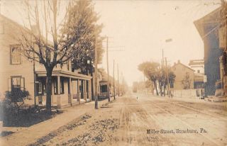 Strasburg,  Lancaster County,  Pa,  Miller St,  Trolley,  Homes Real Photo Pc 1907 - 20