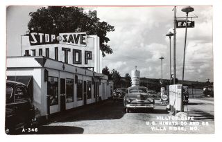 Rppc Hilltop Cafe On U.  S.  Route 66 On “the Mother Road” Villa Ridge,  Missouri.