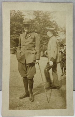 Rppc Robert Baden Powell Bsa Posing Real Photo Postcard
