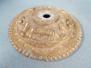 Vtg 4&1/2 " Cast Brass Patina Leafy Embossed Heat Cap For Old & Glass Shades
