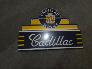 Porcelain Cadillac Service Enamel Sign Size 12 " X 8.  5 " Inches