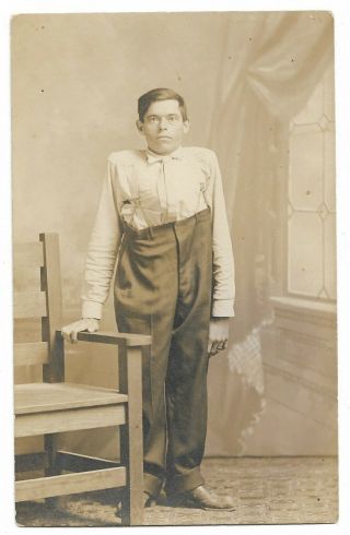 Unusual Medical Studio Rppc Young Man With Big Pants 1910s
