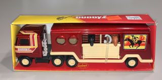 Vintage 1970’s Buddy L 555 Metal Horse Trailer Mack Semi Truck Toy W/ Horses Mib