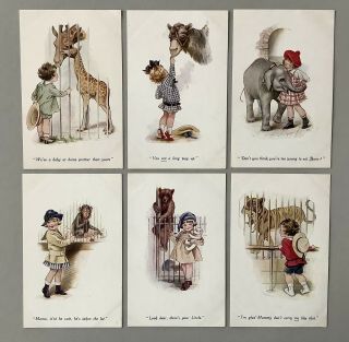 A/s Nina Brisley Postcards (6) Mansell Series 1036 A Trip To The Zoo