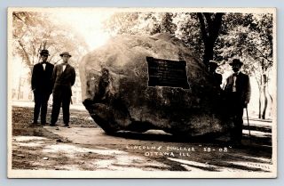 Vintage Postcard Site Of Lincoln - Douglas Debate Ottawa Illinois Rock Rppc D15