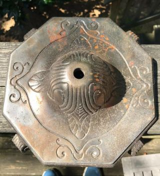 Art Nouveau Deco Cast Iron / Brass Plated Floor Lamp Base
