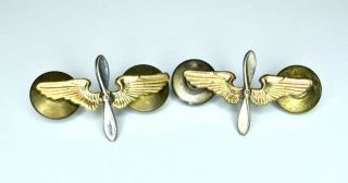 Early Pre Wwii Us Army Air Corps Pilot Collar Insignia Wings N.  S.  Meyer Metal
