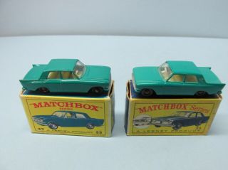 Matchbox Reg Wheels Two 33b Ford Zephyrs 2 Shades Of Green - Blue / Bpw