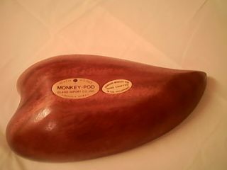 Monkey Pod Wood Serving Bowl heart shaped Hand Crafted Carved Dish 7 1/2 