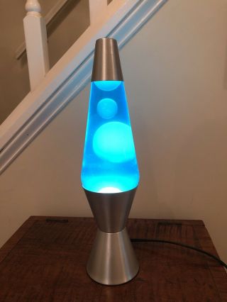 Lava The 14.  5 " Silver Wax Blue Liquid Uni Lava Lamp Soft Light